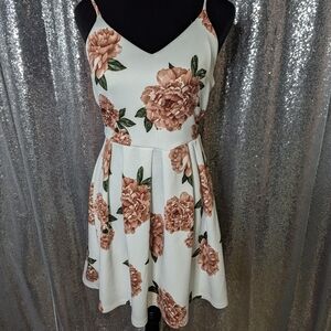 Monteau Spaghetti Strap Short Skater Flowered Dress Women's M